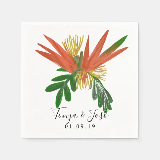 Sophisticated Bird of Paradise Tropic Wedding Napkin (Front)