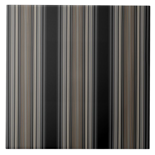 Sophisticated Black and Brown Stripe Tile (Front)