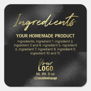 Sophisticated Black And Gold Ingredient Labels