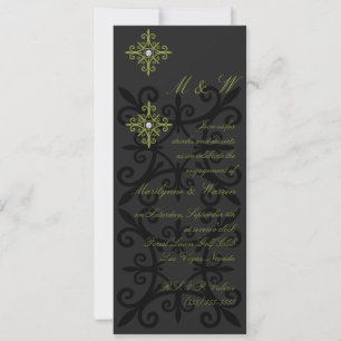 Sophisticated Black and Green Engagement Party Invitation