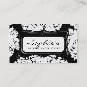Sophisticated Black and White Damask Business Card