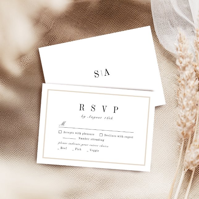 Sophisticated black and white minimalist wedding RSVP card (Sophisticated black and white minimalist wedding RSVP card)