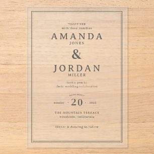 Sophisticated Black and White Wedding Invitation
