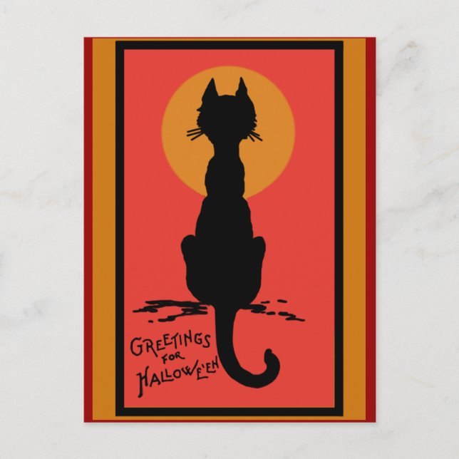 Sophisticated Black Cat Halloween Cards (Front)