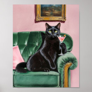 Sophisticated Black Cat Wall Art Print