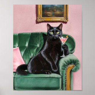 Sophisticated Black Cat Wall Art Print