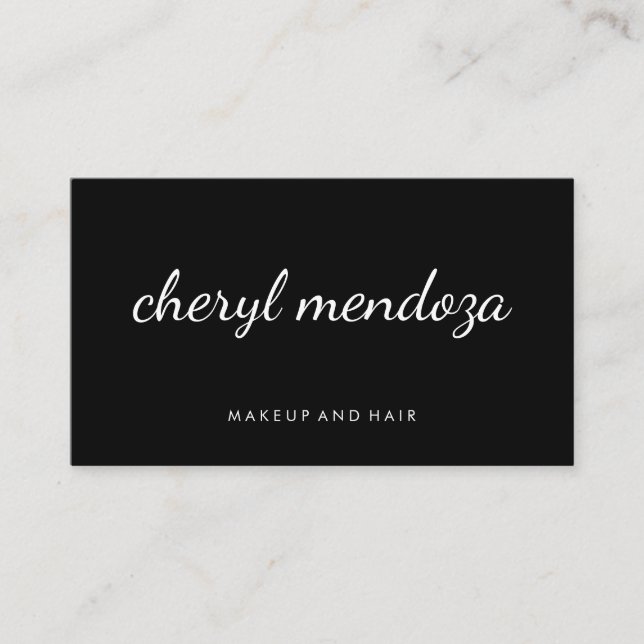 Sophisticated Black Cursive Text Business Card (Front)