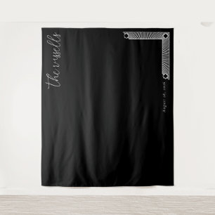 Sophisticated Black Geometric Calligraphy Tapestry