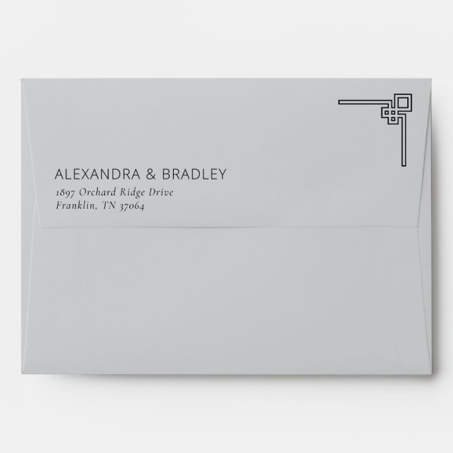 Sophisticated Black Geometric Minimalist Envelope (Back (Top Flap))