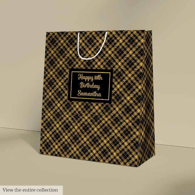 Sophisticated Black Gold Glitter Name Gift Bag (Sophisticated Black Gold Name Gift Bag)
