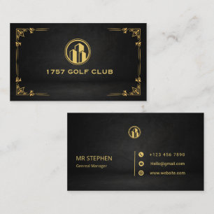 Sophisticated Black Gold Luxury Country Club Busin Business Card