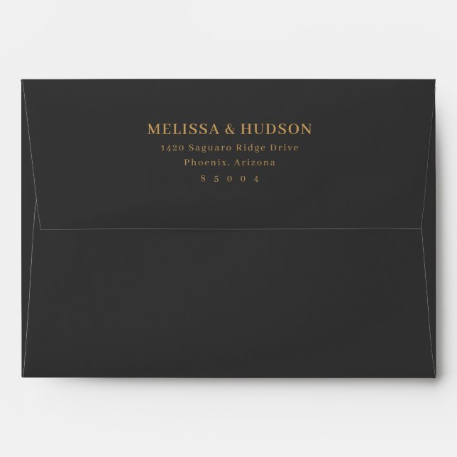 Sophisticated Black Gold Minimalist Envelope (Back (Top Flap))