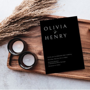 Sophisticated Black Minimal Wedding Invitation