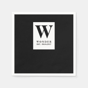 Sophisticated Black Monogram Minimalist Marriage Napkin