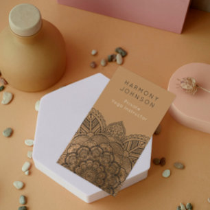 Sophisticated Black on Gold Mandala Yoga Business Card