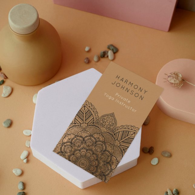 Sophisticated Black on Gold Mandala Yoga Business Card (Creator Uploaded)