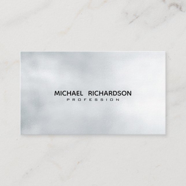 Sophisticated Black on Silver Steel Unisex Business Card (Front)
