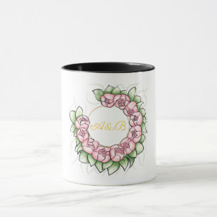 Sophisticated Black Wedding Monogram Mug - Minimal