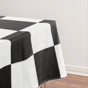 Sophisticated Black & White Chequered Party Picnic Tablecloth