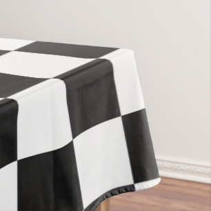 Sophisticated Black & White Chequered Party Picnic Tablecloth