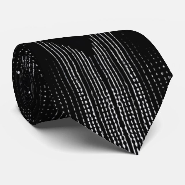 Sophisticated Black White Speckle and Stripe  Tie (Rolled)