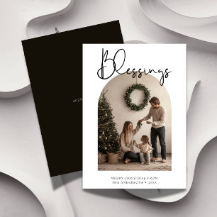 Sophisticated Blessings Religious Christmas Photo Holiday Card