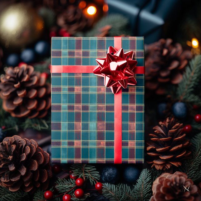 Sophisticated Blue and Burgundy Plaid – Classic  Wrapping Paper (Creator Uploaded)