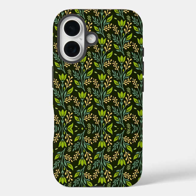 Sophisticated blue & beige floral pattern design  Case-Mate iPhone case (Back)