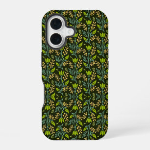 Sophisticated blue & beige floral pattern design  iPhone 16 case