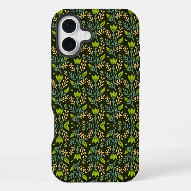 Sophisticated blue & beige floral pattern design  iPhone case (Back)