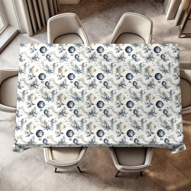 Sophisticated Blue Beige & Gold Christmas Tablecloth (Creator Uploaded)