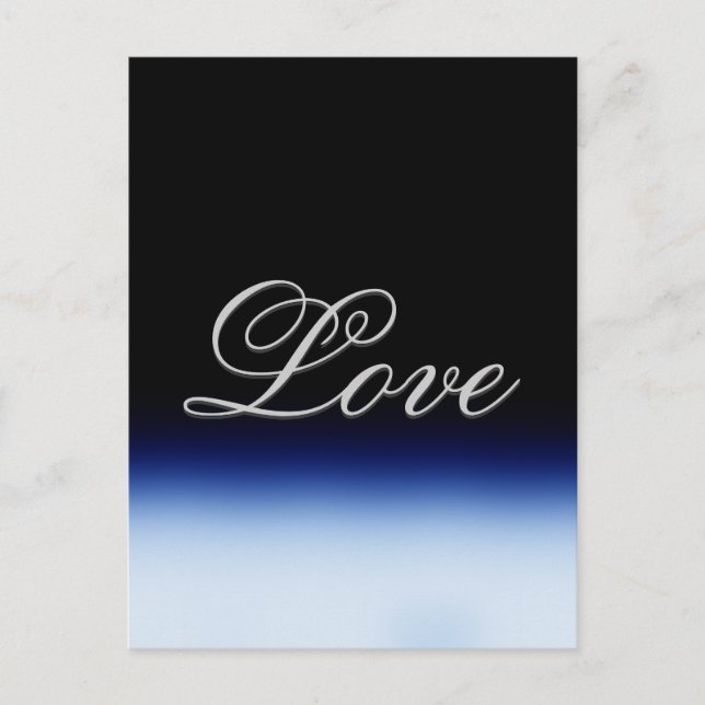 Sophisticated Blue Black Love Wedding Postcard (Front)