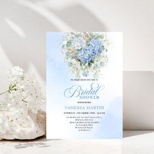 Sophisticated Blue Floral Bridal Shower Invitation