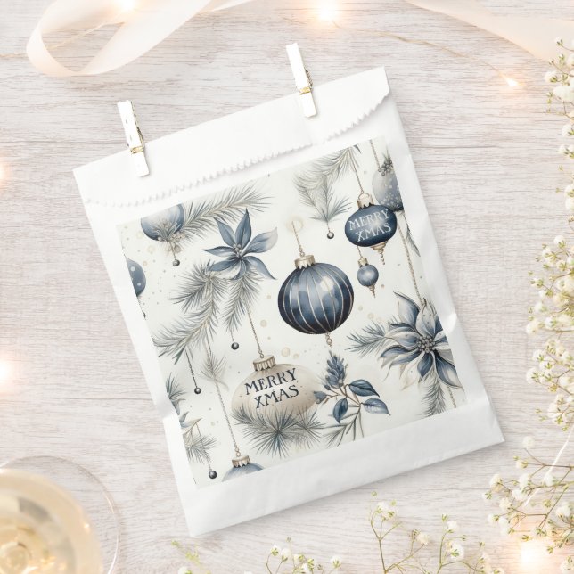 Sophisticated Blue & Gold Christmas Favour Bags (Clipped)
