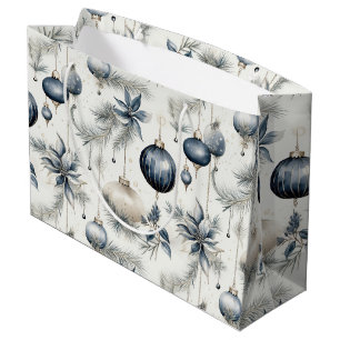 Sophisticated Blue & Gold Christmas Large Gift Bag