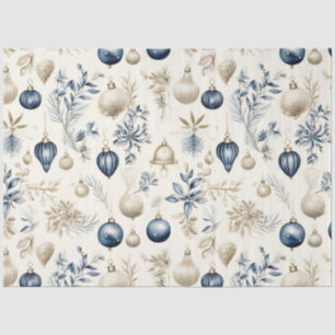 Sophisticated Blue & Gold Christmas Pattern Tissue Paper