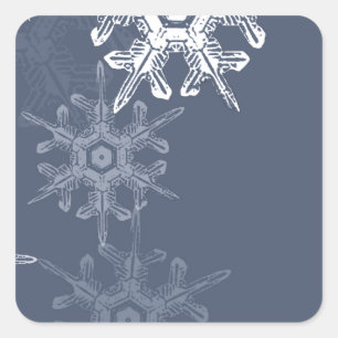 Sophisticated blue/grey snowflakes square sticker