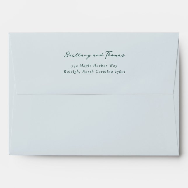 Sophisticated Blue Minimalist Calligraphy Envelope (Back (Top Flap))