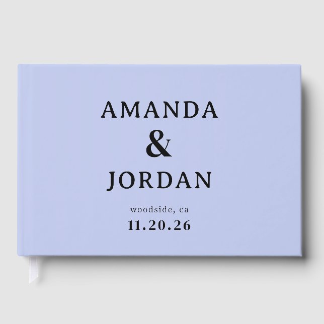 Sophisticated Blue Minimalist Guest Book (Front)