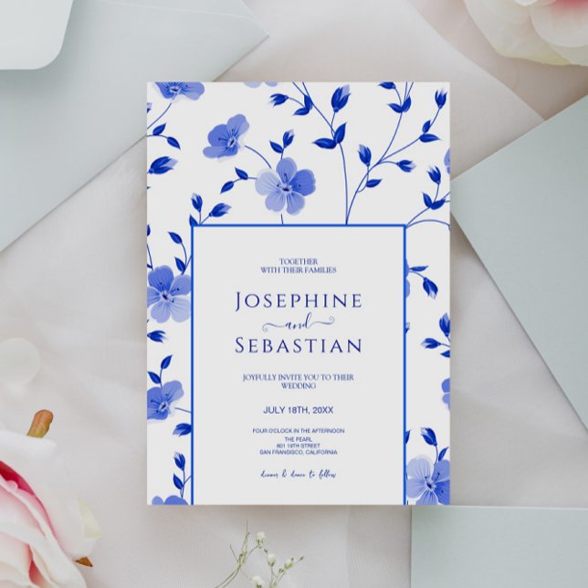 Sophisticated Blue Periwinkle Modern Wedding  Invitation (Creator Uploaded)