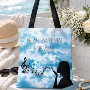 Sophisticated  Blue Sky Typography Background Tote Bag