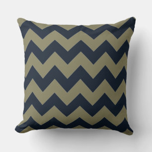 Sophisticated Blue & Smokey Green Chevron Pattern Cushion