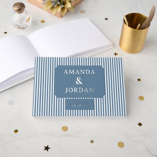 Sophisticated Blue Striped Elegancy Guest Book