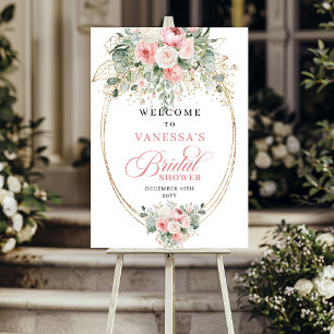 Sophisticated Blush and Gold Floral Bridal Shower  Poster