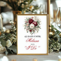Sophisticated Blush Burgundy Countdown Sign