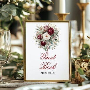 Sophisticated Blush Burgundy Guest Book Sign
