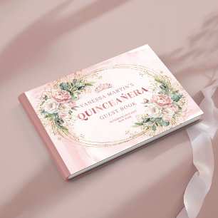 Sophisticated Blush Pink Floral Eucalyptus Guest Book