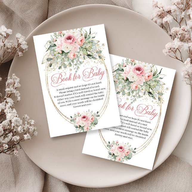 Sophisticated Blush Roses Floral Book Request Enclosure Card (Sophisticated Blush Roses Floral Book Request)