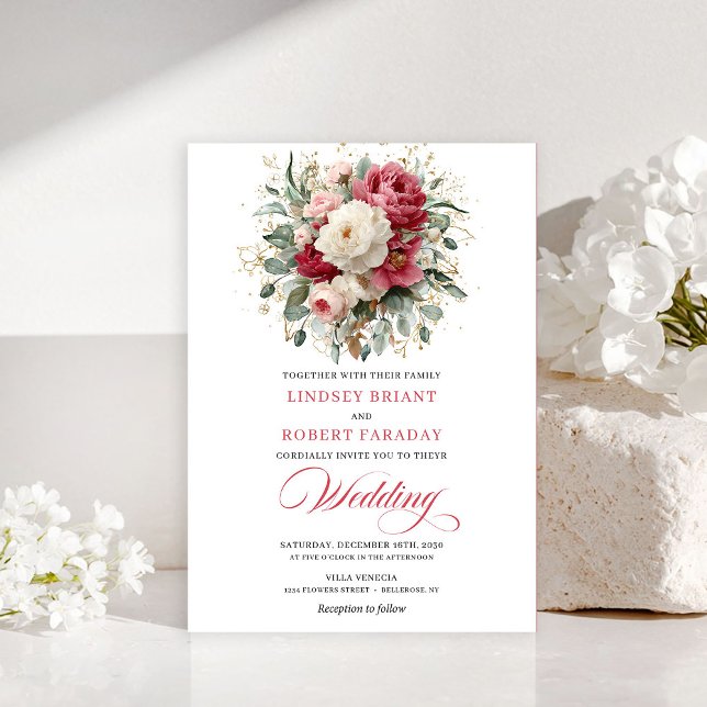 Sophisticated Bohemian Blush White Greenery Invite (Sophisticated Bohemian Blush White Greenery Invitation)