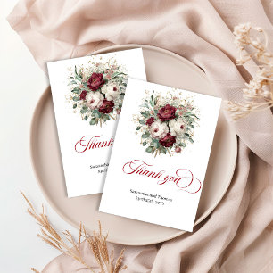 Sophisticated Bohemian Burgundy Gold Thank You Card